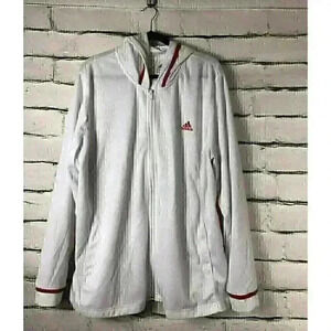 Adidas Mens Size 2XL Red/White Zip Up Jacket Hidden Inside Pockets
